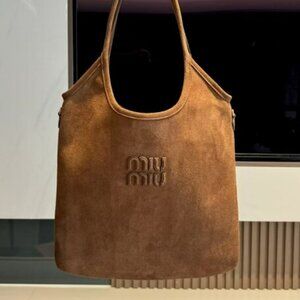 Miu Miu Ivy Suede And Crochet Shoulder Bag
